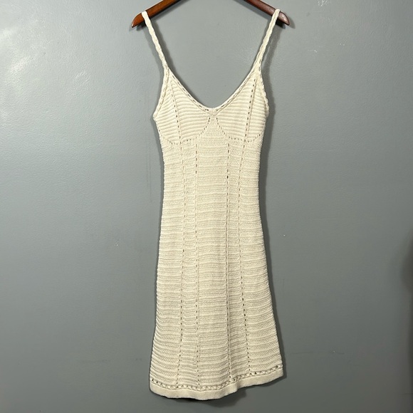 Toccin Thea Pointelle-Knit Cotton Minidress size small Ivory - Picture 6 of 16